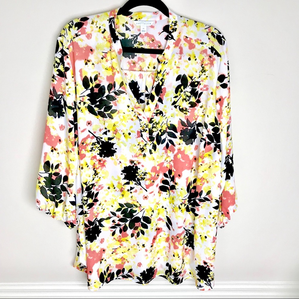SOLD: Plus Size Blouse Semi-Sheer Floral 2X